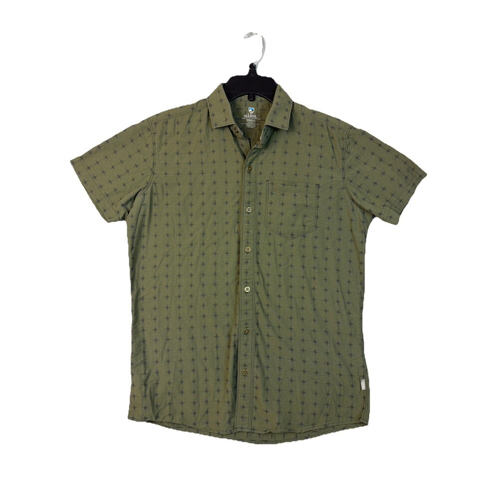 Kuhl Short Sleeve Shirt Mens Small Button Up Beige Outdoors‎ Pocket Hiking Metal